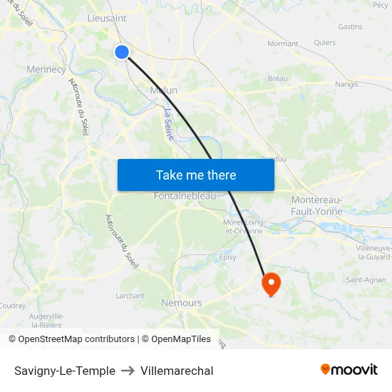Savigny-Le-Temple to Villemarechal map