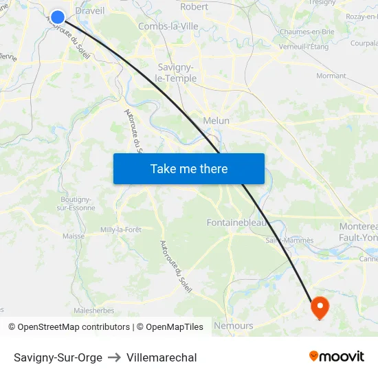 Savigny-Sur-Orge to Villemarechal map