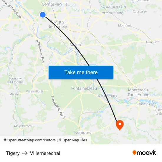 Tigery to Villemarechal map