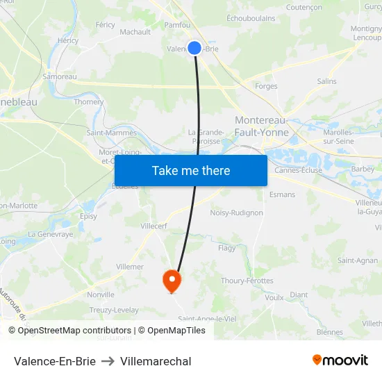 Valence-En-Brie to Villemarechal map