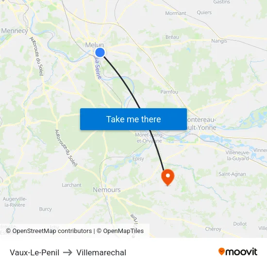 Vaux-Le-Penil to Villemarechal map