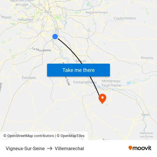 Vigneux-Sur-Seine to Villemarechal map