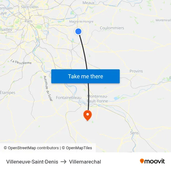 Villeneuve-Saint-Denis to Villemarechal map