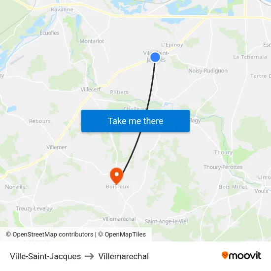 Ville-Saint-Jacques to Villemarechal map