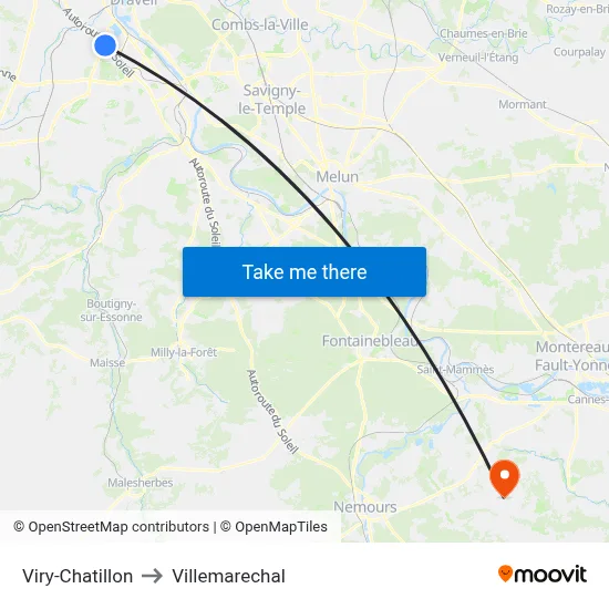 Viry-Chatillon to Villemarechal map