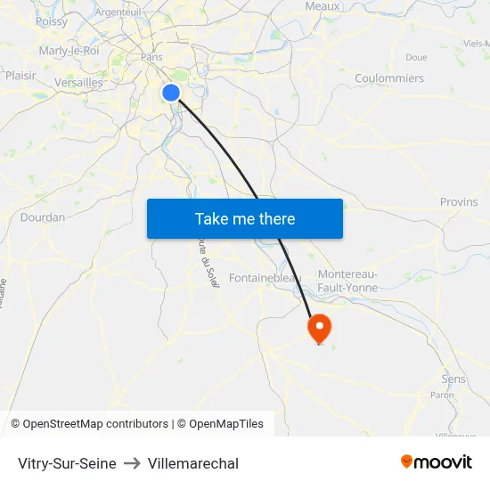 Vitry-Sur-Seine to Villemarechal map