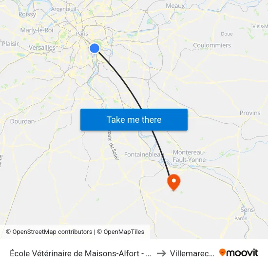 École Vétérinaire de Maisons-Alfort - Métro to Villemarechal map