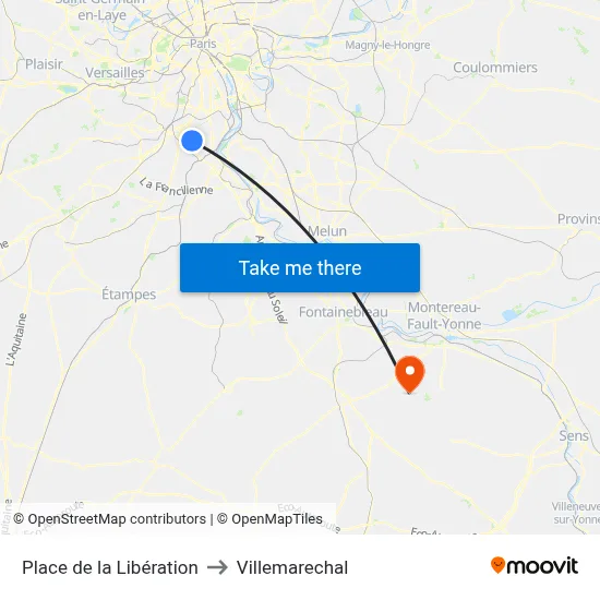 Place de la Libération to Villemarechal map