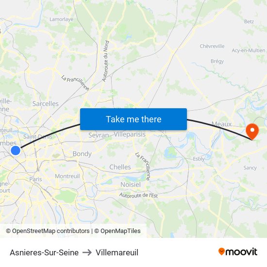 Asnieres-Sur-Seine to Villemareuil map
