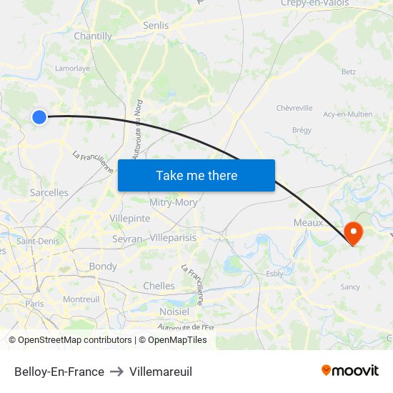 Belloy-En-France to Villemareuil map
