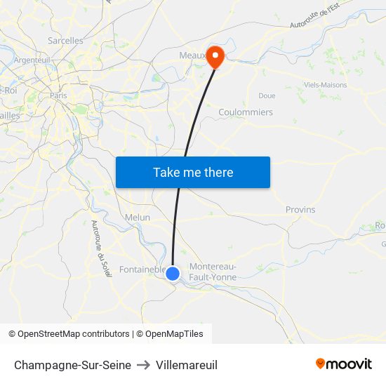 Champagne-Sur-Seine to Villemareuil map