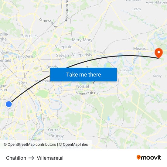 Chatillon to Villemareuil map