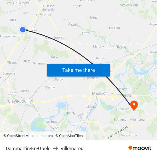 Dammartin-En-Goele to Villemareuil map