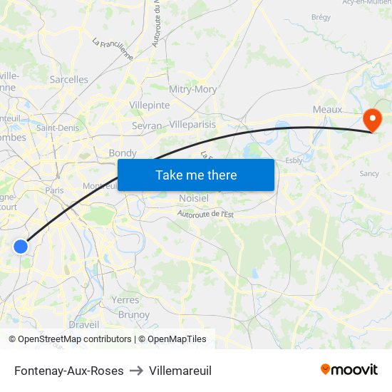 Fontenay-Aux-Roses to Villemareuil map