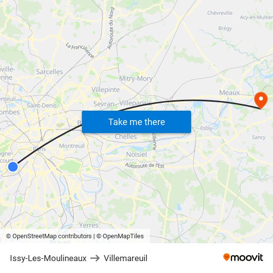 Issy-Les-Moulineaux to Villemareuil map