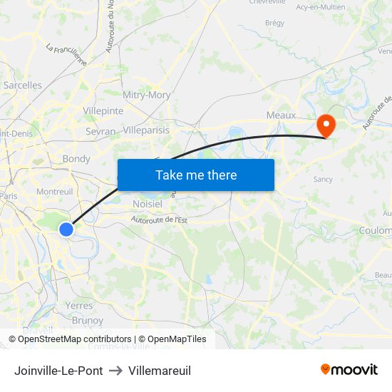Joinville-Le-Pont to Villemareuil map