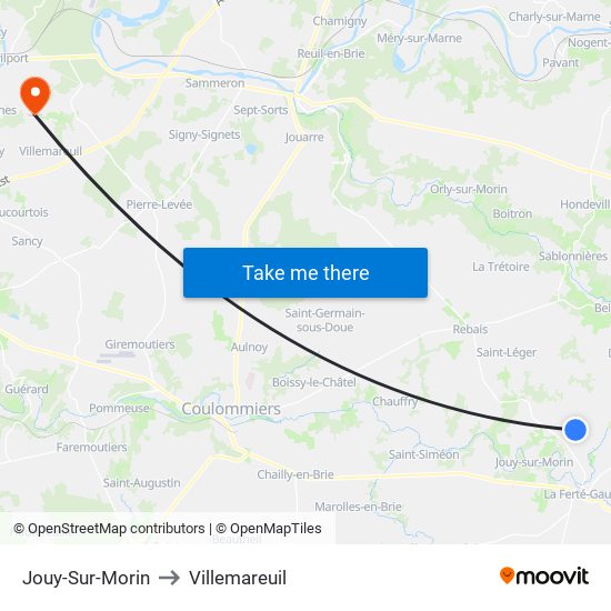 Jouy-Sur-Morin to Villemareuil map