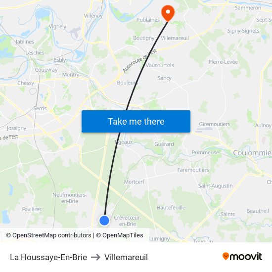 La Houssaye-En-Brie to Villemareuil map