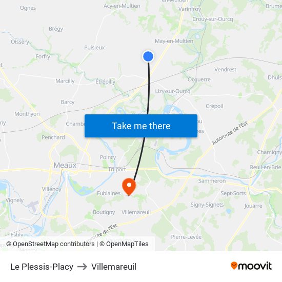 Le Plessis-Placy to Villemareuil map