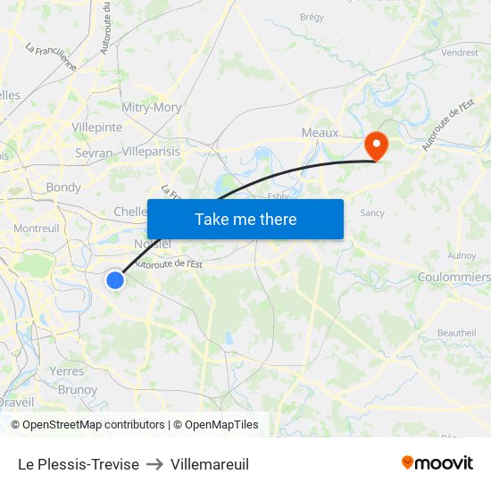 Le Plessis-Trevise to Villemareuil map