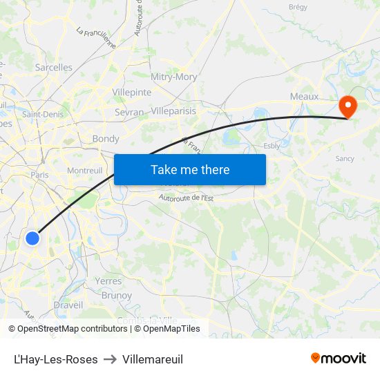 L'Hay-Les-Roses to Villemareuil map