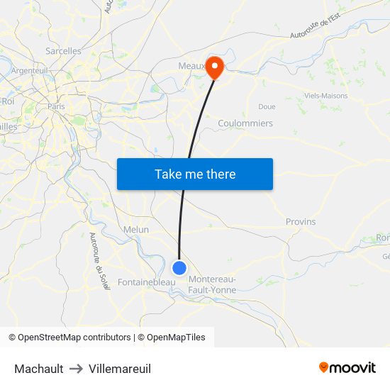 Machault to Villemareuil map