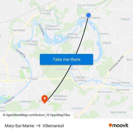 Mary-Sur-Marne to Villemareuil map