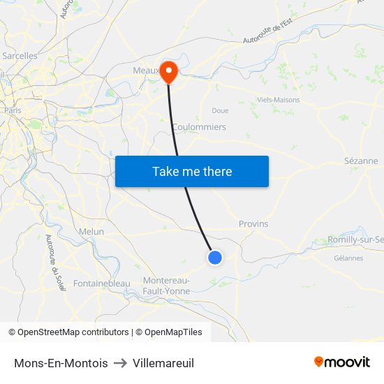 Mons-En-Montois to Villemareuil map