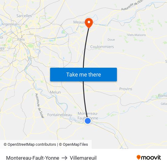 Montereau-Fault-Yonne to Villemareuil map