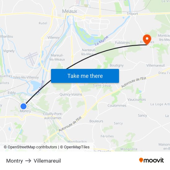 Montry to Villemareuil map