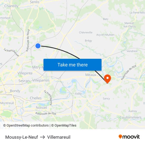 Moussy-Le-Neuf to Villemareuil map