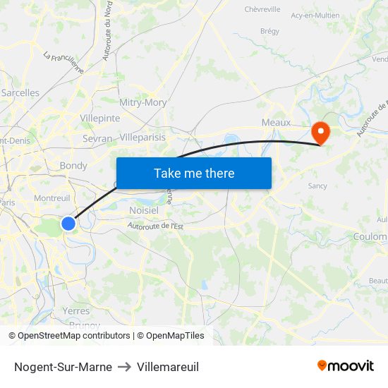 Nogent-Sur-Marne to Villemareuil map