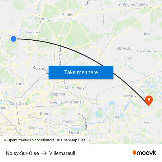 Noisy-Sur-Oise to Villemareuil map
