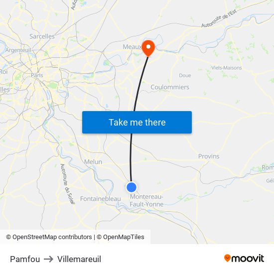 Pamfou to Villemareuil map