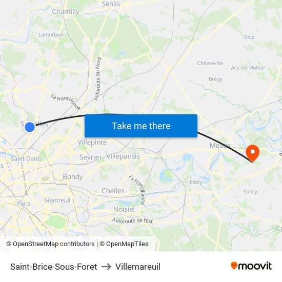 Saint-Brice-Sous-Foret to Villemareuil map