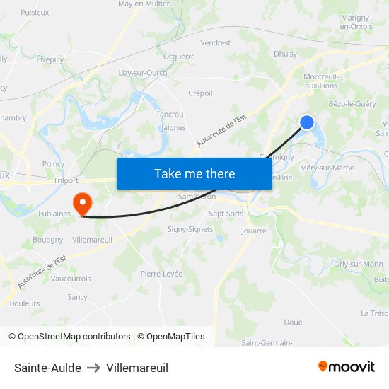 Sainte-Aulde to Villemareuil map