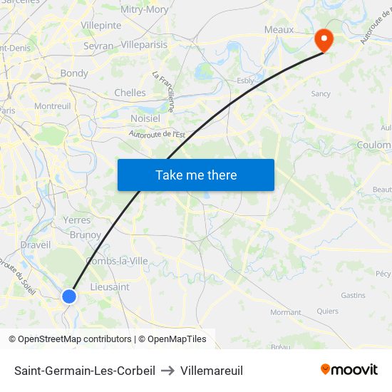 Saint-Germain-Les-Corbeil to Villemareuil map