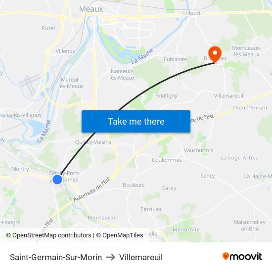 Saint-Germain-Sur-Morin to Villemareuil map