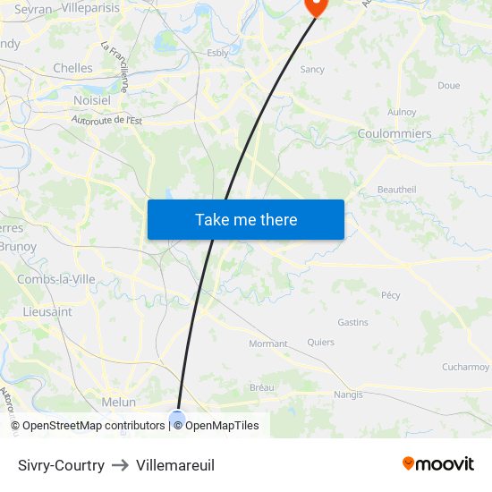 Sivry-Courtry to Villemareuil map