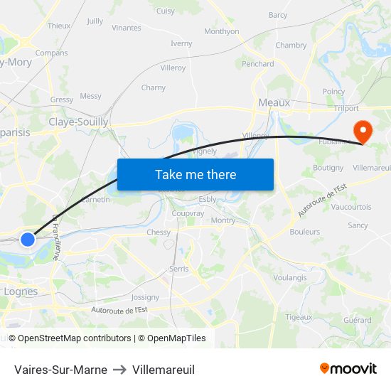 Vaires-Sur-Marne to Villemareuil map