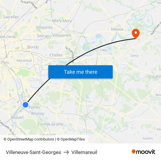 Villeneuve-Saint-Georges to Villemareuil map