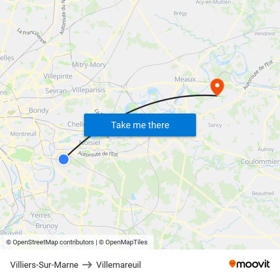 Villiers-Sur-Marne to Villemareuil map