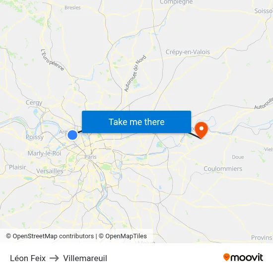 Léon Feix to Villemareuil map