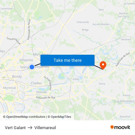 Vert Galant to Villemareuil map