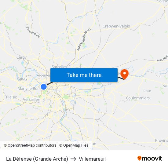 La Défense (Grande Arche) to Villemareuil map
