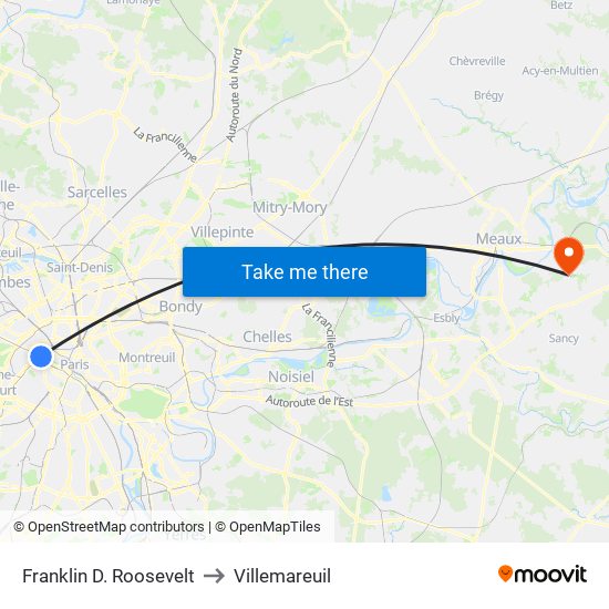 Franklin D. Roosevelt to Villemareuil map