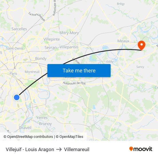 Villejuif - Louis Aragon to Villemareuil map