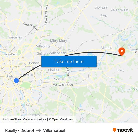 Reuilly - Diderot to Villemareuil map