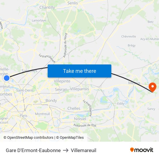 Gare D'Ermont-Eaubonne to Villemareuil map