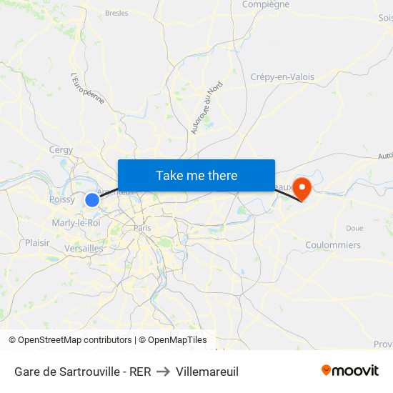 Gare de Sartrouville - RER to Villemareuil map